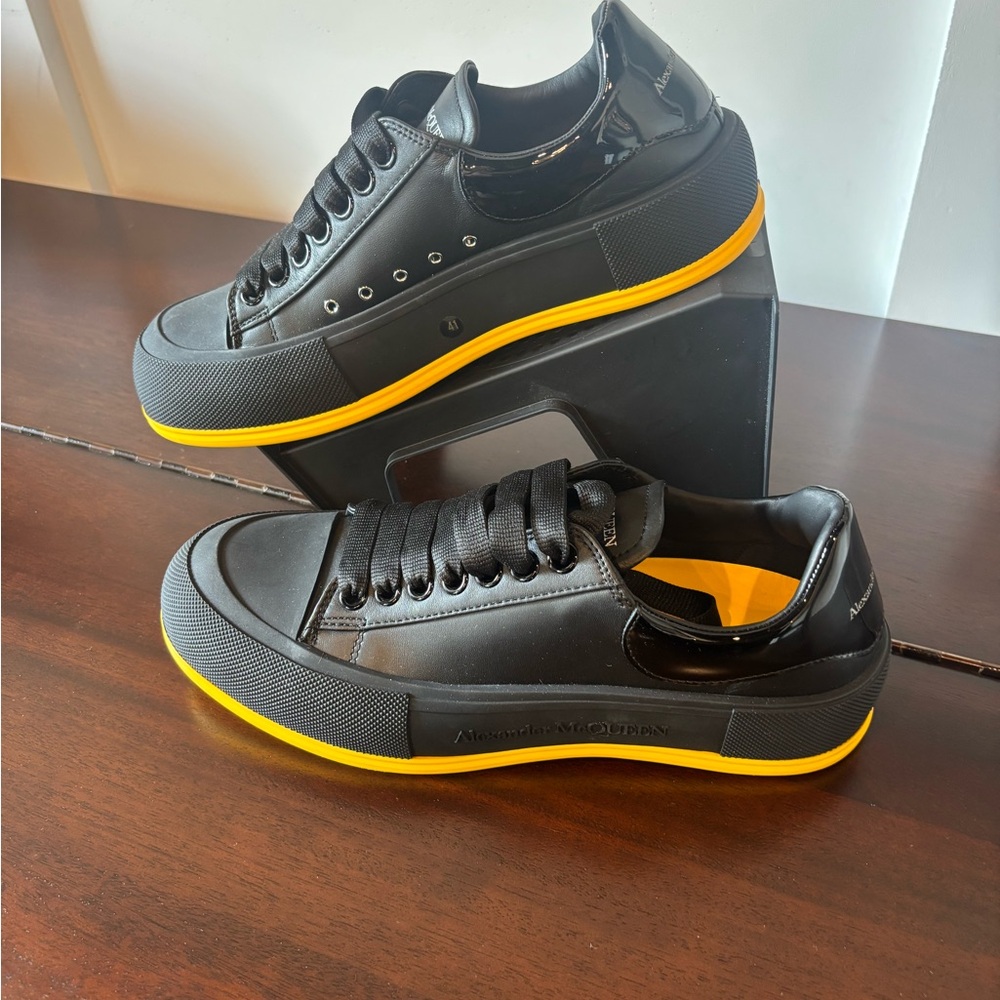 Alexander McQueen Black Sneakers with Yellow Accents
